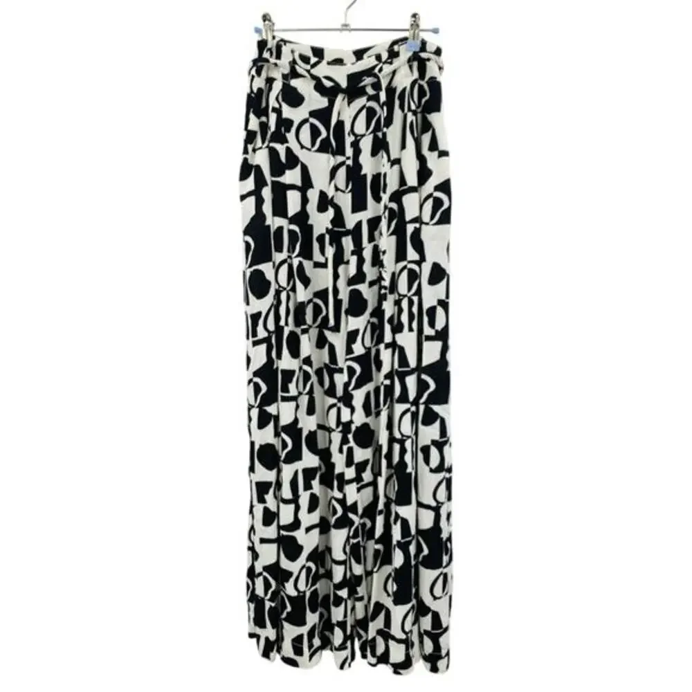 shoulder brand black & white palazzo pants‎